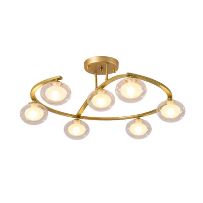 Zeitgenössischer Luxus-Hardware-Rahmen Glaskugelschirm 7-Licht Kronleuchter für Schlafzimmer 
