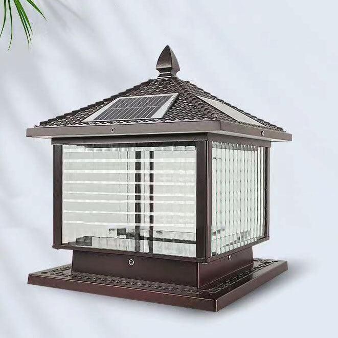 Moderne rétro carré en aluminium moulé sous pression verre solaire extérieur jardin paysage colonne tête lumière 