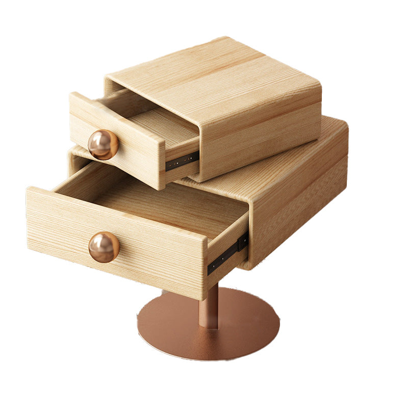 Table de nuit contemporaine créative carrée orb rotative empilable en bois et acier à 2 tiroirs pour chambre 