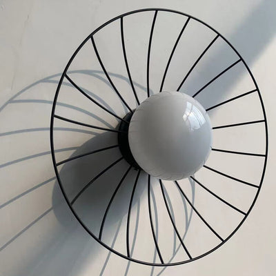 Modern Minimalist Straw Hat Iron 1-Light Wall Sconce Lamp