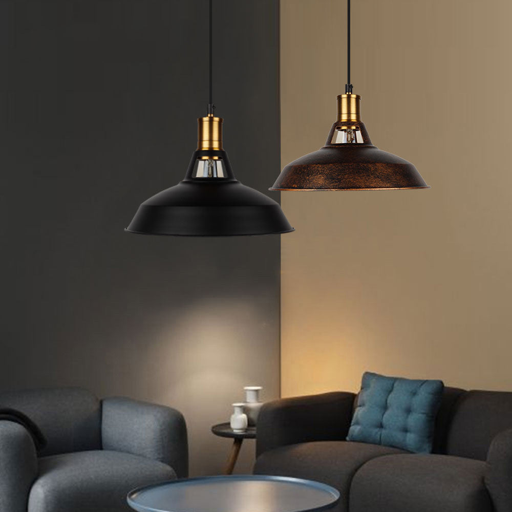Suspension Luminaire en Métal Fer Rond Vintage Traditionnel à 1 Lumière pour Chambre 