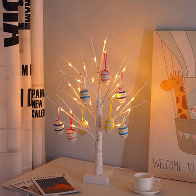 Lampe de table USB LED en plastique avec arbre décoré d'œufs de Pâques créatifs contemporains pour chambre 