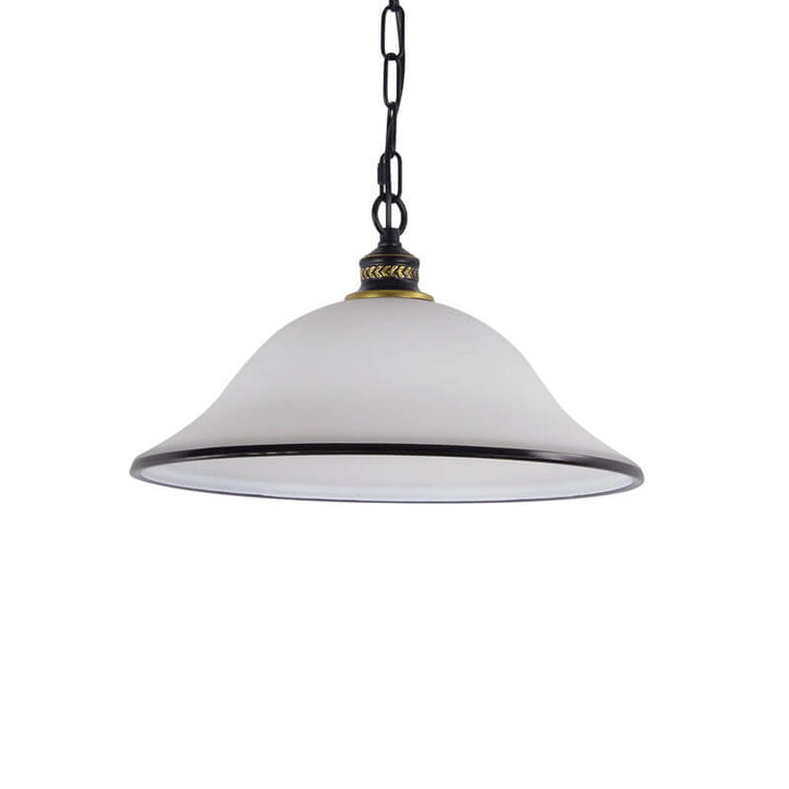 Traditionelle 1-flammige Pendelleuchte aus Eisen mit kegelförmigem Schirm aus satiniertem Glas im europäischen Stil für Wohnzimmer &amp; Schlafzimmer 