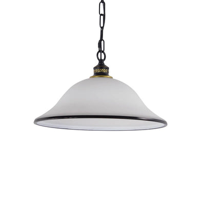 Vintage European Frosted Glass Cone 1-Light Pendant Light