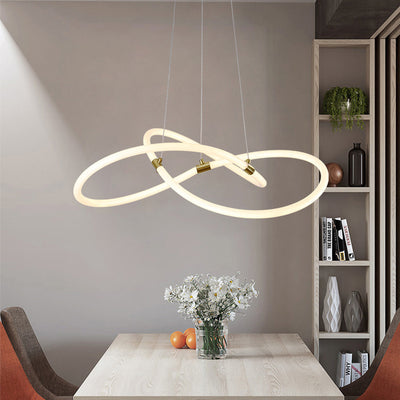 Nordic Creative Acrylic Bending Tube Island Light LED Chandelier