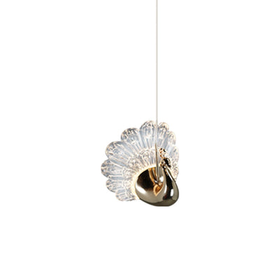 Zeitgenössische kreative Pfau-Form-Hardware-Acryl-LED-Pendelleuchte für Wohnzimmer 
