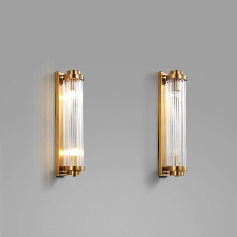 Cilindro de Vidrio de Hierro Tradicional Europeo Aplique de Pared de 2 Luces para Sala de Estar 