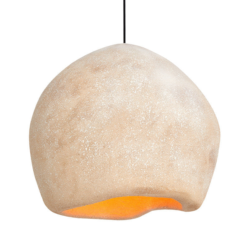 Traditional Japanese Irregular Imitation Stone 1-Light Pendant Light For Living Room