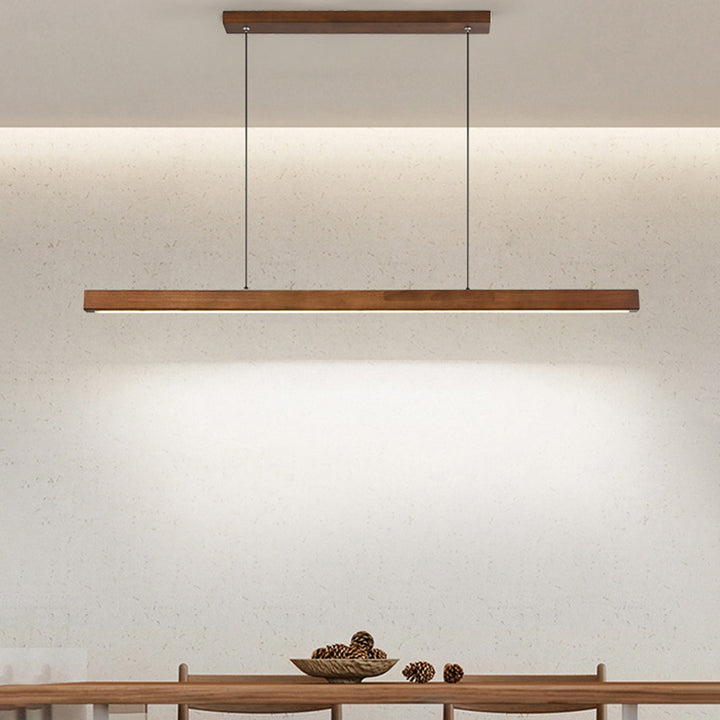 Zeitgenössische Nordic Gummi Holz Acryl Streifen LED Insel Licht Kronleuchter Für Esszimmer 