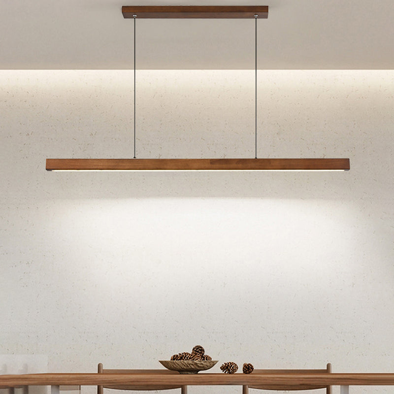 Zeitgenössische Nordic Gummi Holz Acryl Streifen LED Insel Licht Kronleuchter Für Esszimmer 