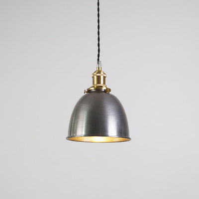 Lámpara colgante de geometría de cúpula de hierro minimalista industrial plateada y cobre de 1 luz 