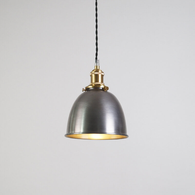 Lámpara colgante de geometría de cúpula de hierro minimalista industrial plateada y cobre de 1 luz 