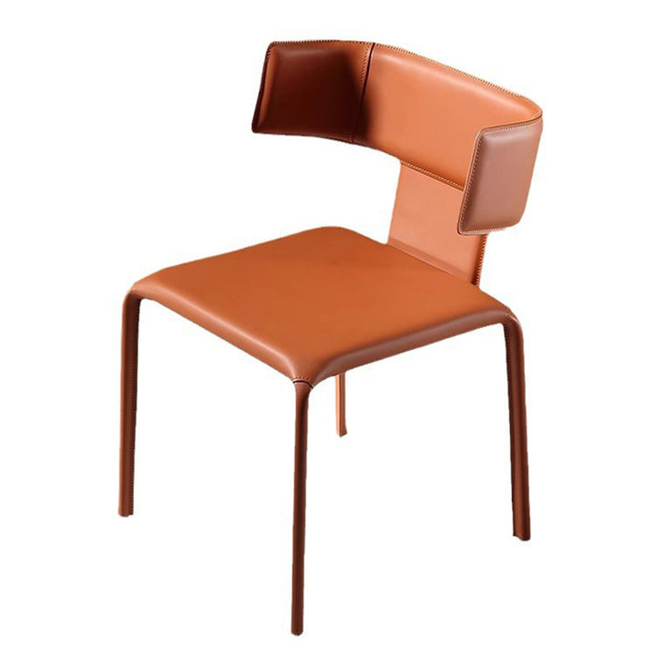 Silla de comedor contemporánea de lujo cuadrada con respaldo, en cuero de microfibra, metal y estructura de madera contrachapada, para comedor 