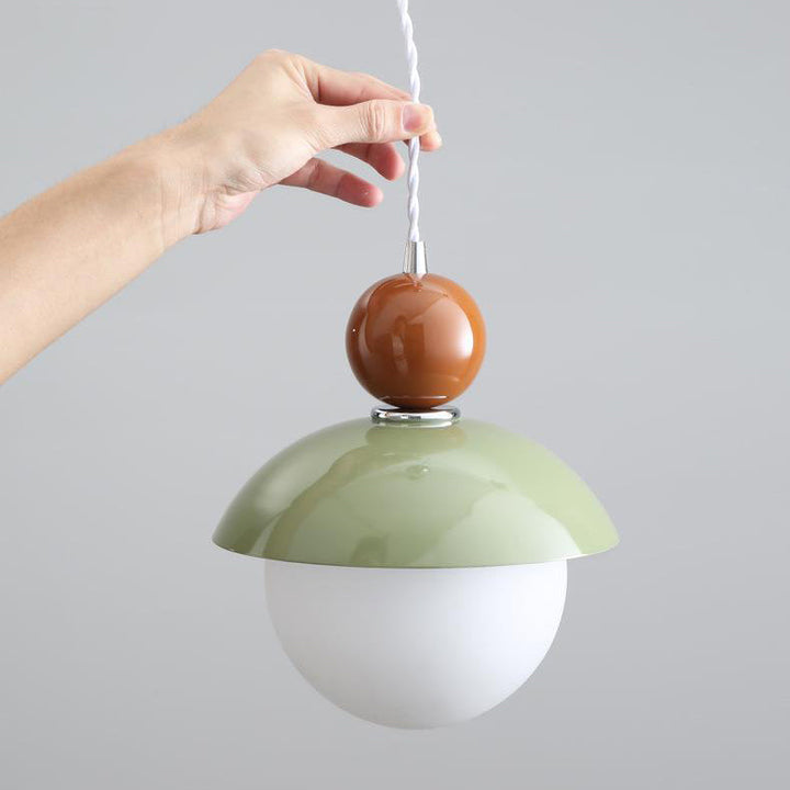 Lámpara Colgante de 1 Luz de Vidrio de Hierro con Globo Redondo Minimalista Moderno para Dormitorio 