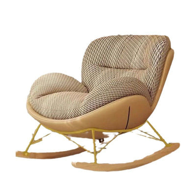 Fauteuil à bascule en velours pied-de-poule nordique contemporain avec dossier en acier au carbone pour salon 