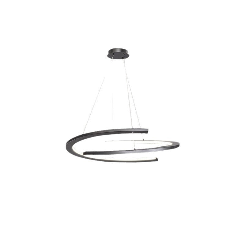 Lustre LED en bande courbée en aluminium et silicone minimaliste moderne pour salon 