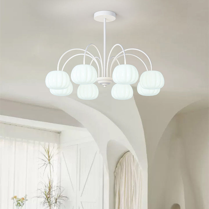 Tige courbée branche créative contemporaine citrouille PE fer lustre 5/6/8 lumières pour salon 