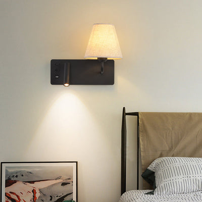 Moderne Einfachheit Eisen Aluminium Stoff Kegel 1-Licht Wandleuchte Lampe für Schlafzimmer 