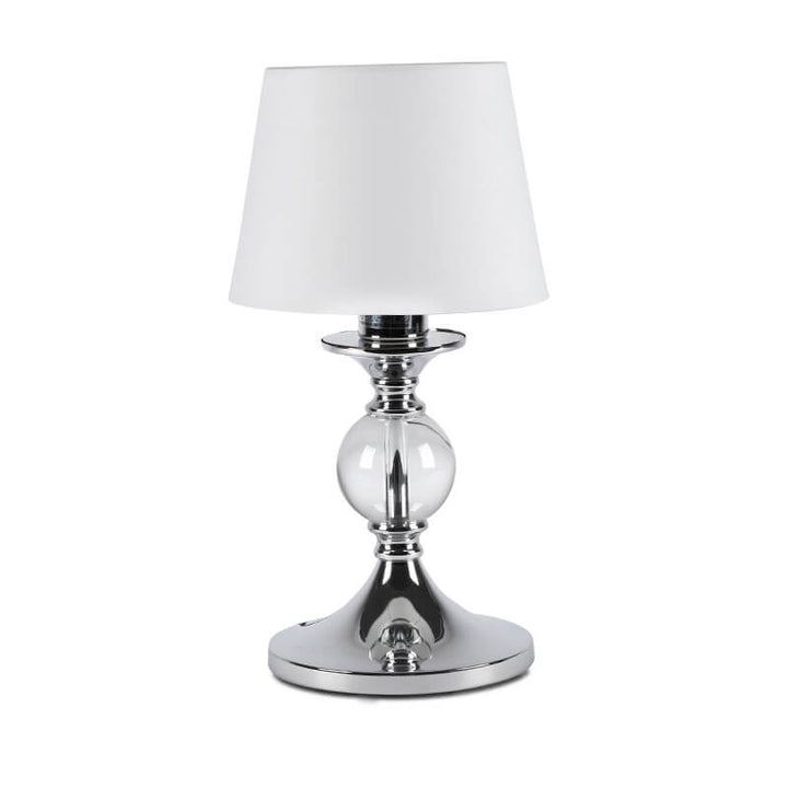Lampe de table à 1 lumière en métal chromé avec tissu blanc simple de style européen 