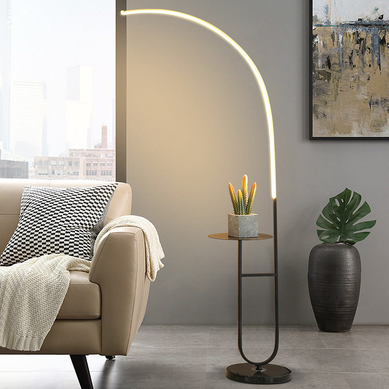 Zeitgenössische Einfachheit Arc Aluminium Streifen mit Marmor Eisen Palette LED Stehlampe für Wohnzimmer 