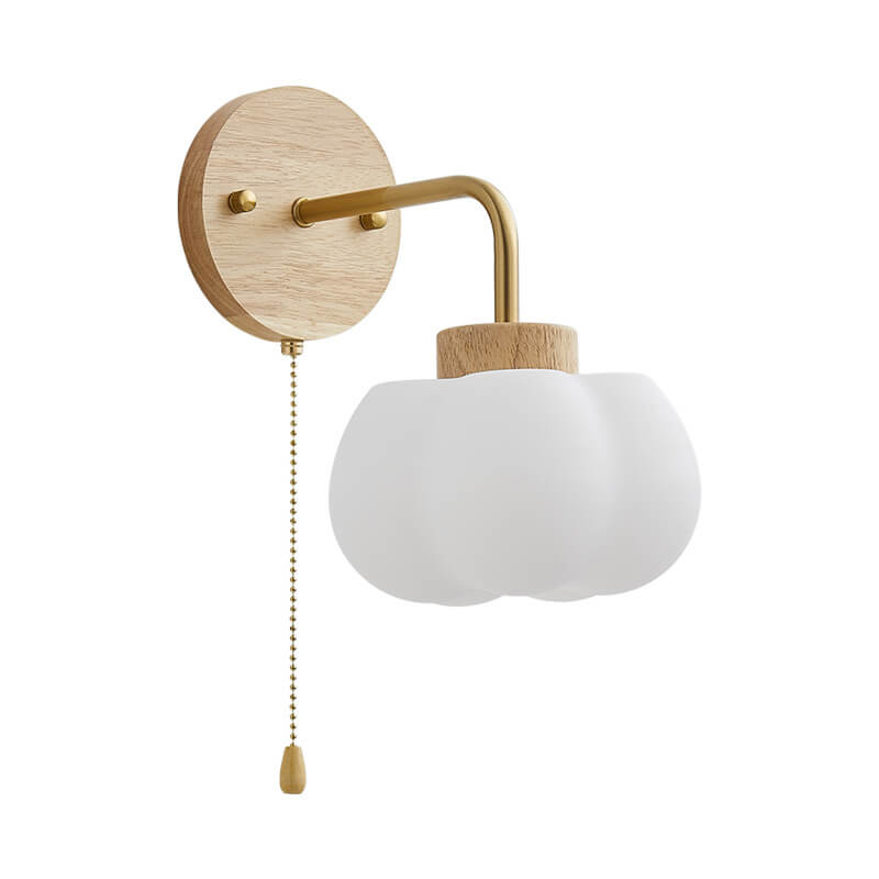 Traditionelle japanische Wolken aus massivem Holz und Eisen PE 1-Licht Wandleuchte für das Schlafzimmer 