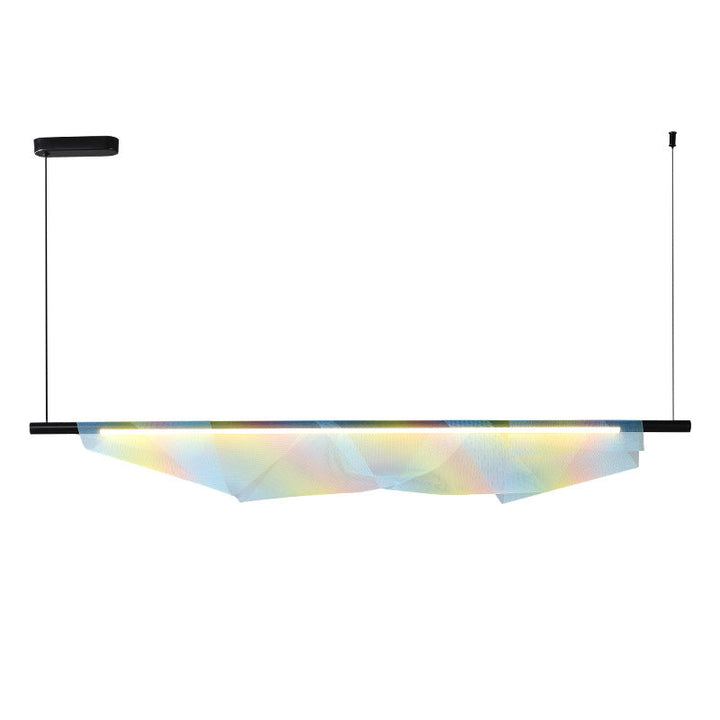 Moderno Minimalista Hierro Tira Larga Arcoíris Malla Decorativa LED Isla Luz Colgante Para Comedor 