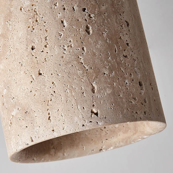 Traditional Rustic Travertine Column 1-Light Semi-Flush Mount Ceiling Light For Hallway