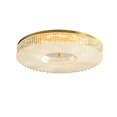 Zeitgenössische Luxus Runde Kupfer Acryl LED Unterputz Deckenleuchte für Wohnzimmer 