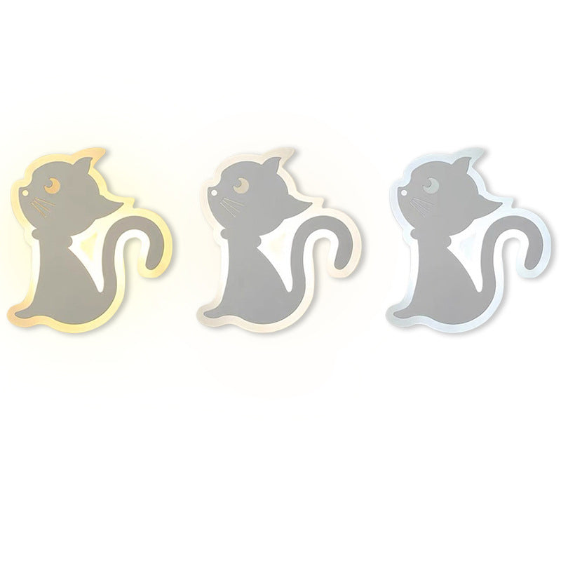 Modern Art Deco Cat-Shaped Acrylic Iron LED Wall Sconce Lamp For Bedroom