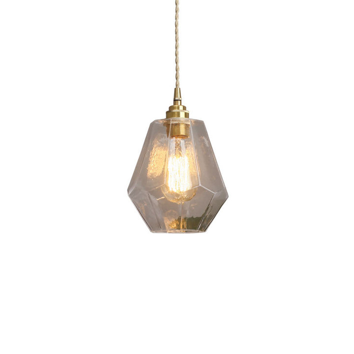 Suspension lumineuse à 1 ampoule en forme de losange en laiton traditionnel japonais pour chevet 