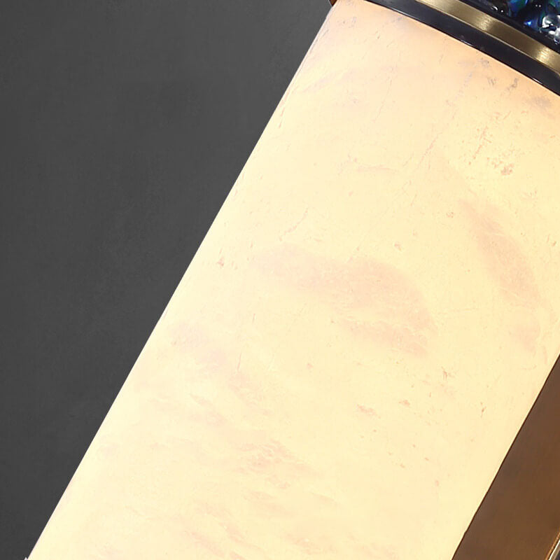 Moderne chinesische Marmorsäule Messing LED Wandleuchte 