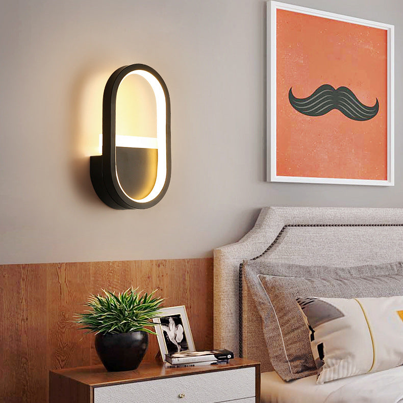 Moderne minimalistische Eisen Silikon elliptische Kreisbogen LED Wandleuchte Lampe für Schlafzimmer 
