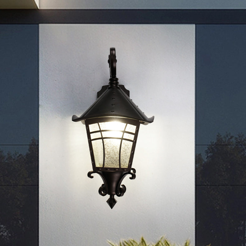 Lámpara Aplique de Pared de 1 Luz con Cono Cilíndrico de Vidrio de Aluminio Impermeable Tradicional Europea para Patio Exterior 
