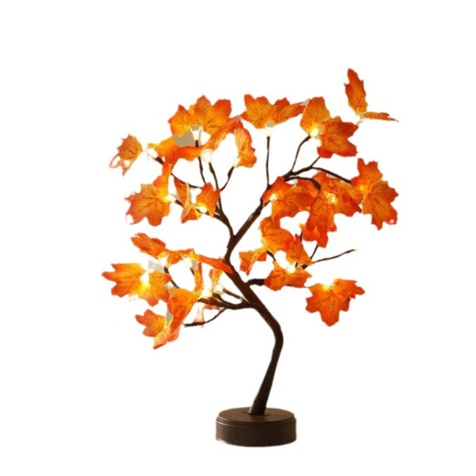 Zeitgenössische kreative Weihnachts-LED-Lichter mit Kunststoff-Ahornblatt-Baum, dekorative Tischlampe für das Schlafzimmer 