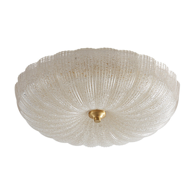 Plafonnier LED rond en verre de cuivre à montage affleurant pour chambre à coucher - Simplicité moderne 