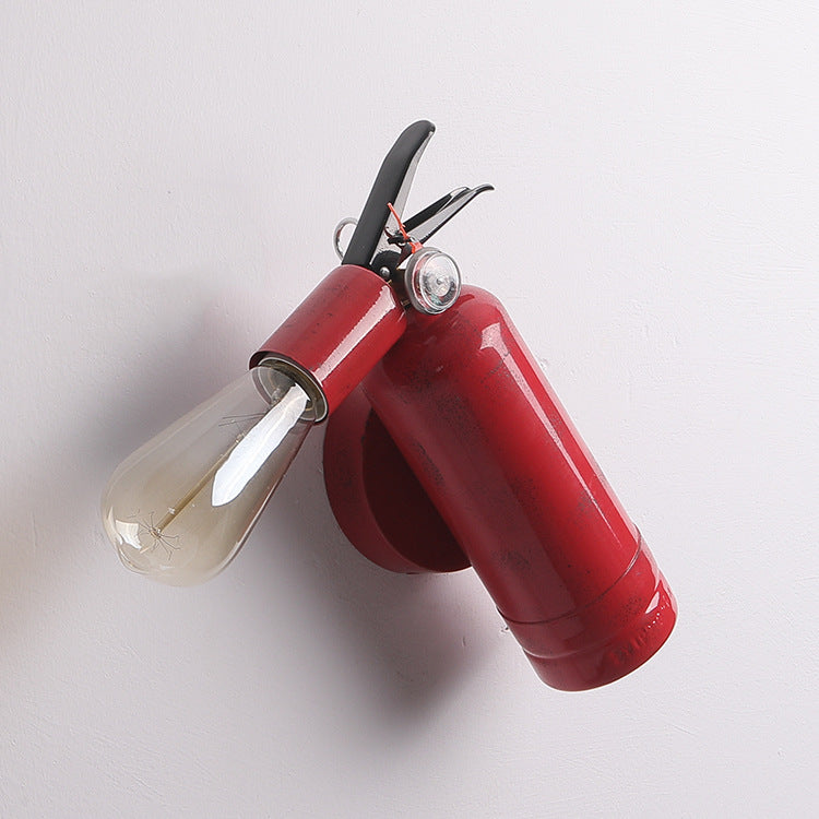 Contemporary Creative Fire Extinguisher Iron 1-Light Wall Sconce Lamp For Living Room