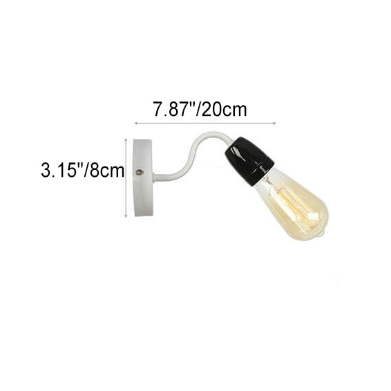 Contemporary Nordic Ceramic Iron Head Exposed Bulb 1-Light Wall Sconce Lamp For Living Room &amp; Bedroom
