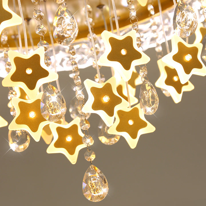 Plafonnier LED moderne nordique pour enfants en fer acrylique cristal rond étoile pour chambre à coucher 