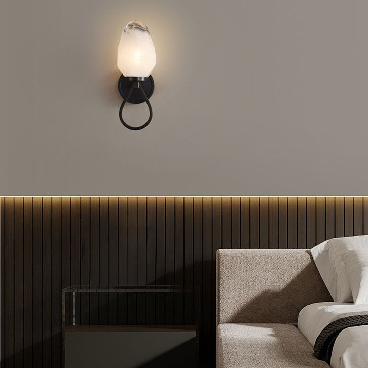 Moderne Luxus Messing Geometrische Glasschirm 1-Licht Wandleuchte für das Schlafzimmer 