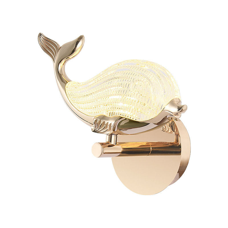 Nordic Light Luxury Creative Aluminum Whale LED Wall Sconce Lamp