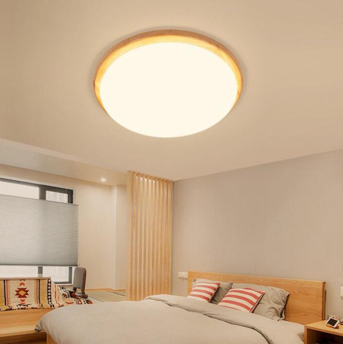Contemporary Nordic Rubberwood Acrylic Plum Shape LED Flush Mount Ceiling Light For Living Room