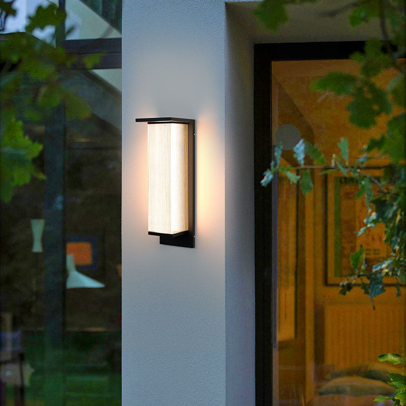 Modern Minimalist Solar Waterproof Rectangular Stainless Steel Acrylic LED Outdoor Wall Sconce Lamp For Outdoor Patio