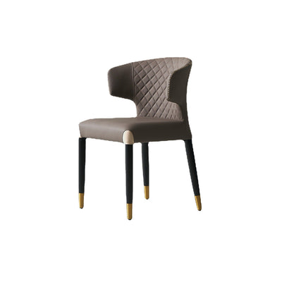 Chaise de salle à manger avec dossier en bois à peau de microfibre minimaliste moderne en acier au carbone et éponge avec arc carré 