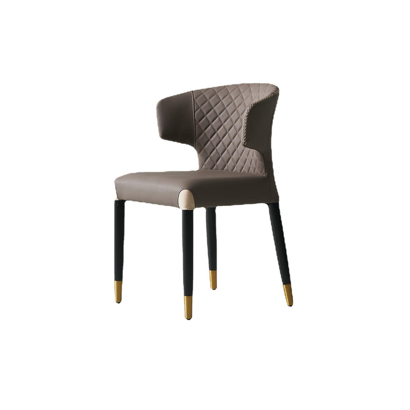 Chaise de salle à manger avec dossier en bois à peau de microfibre minimaliste moderne en acier au carbone et éponge avec arc carré 