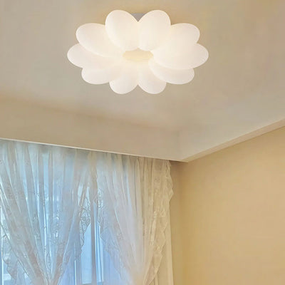 Zeitgenössische kreative florale Eisen PVC LED Semi-Flush Mount Deckenleuchte für Wohnzimmer 