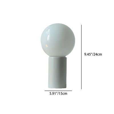 Lampe de table moderne minimaliste en verre cylindre boule ronde en bois massif à 1 lumière pour chambre 