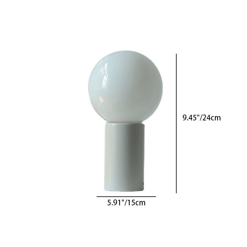 Lampe de table moderne minimaliste en verre cylindre boule ronde en bois massif à 1 lumière pour chambre 