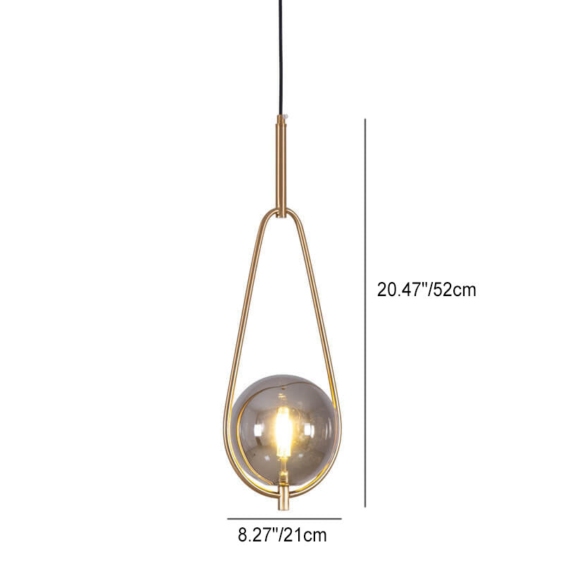 Moderne minimalistische Kugelglas-Eisen-Hängeleuchte mit 1 Licht 