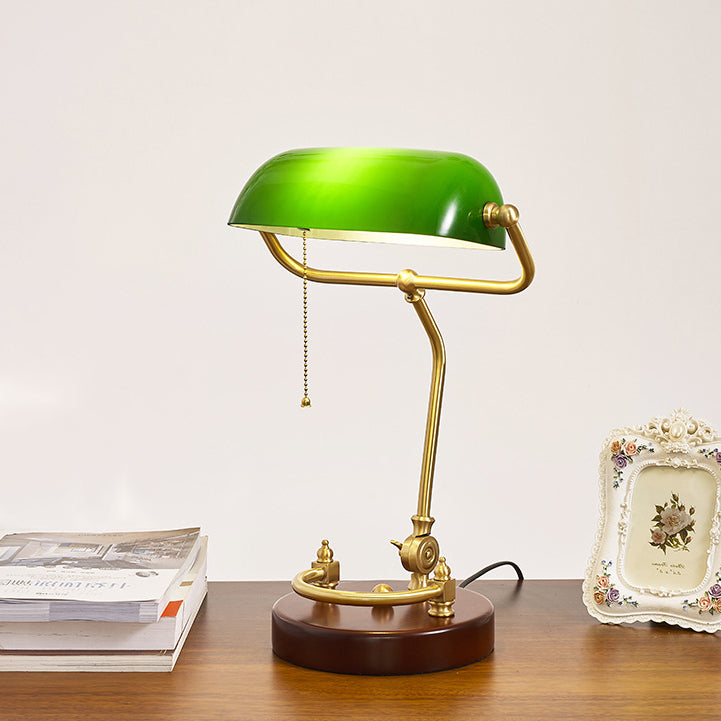 Lámpara de mesa de 1 luz con base de madera maciza y vidrio curvado vintage tradicional para estudio 