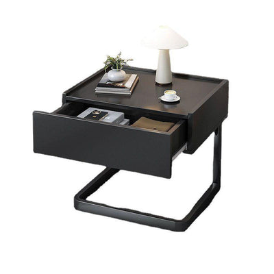 Table de chevet moderne minimaliste rectangulaire en panneau manufacturé avec 1 tiroir pour le côté du lit 